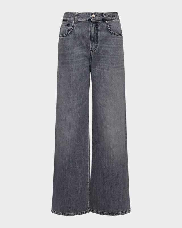 Wide-Leg Cotton Denim Jeans